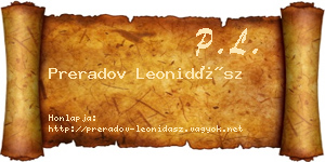Preradov Leonidász névjegykártya